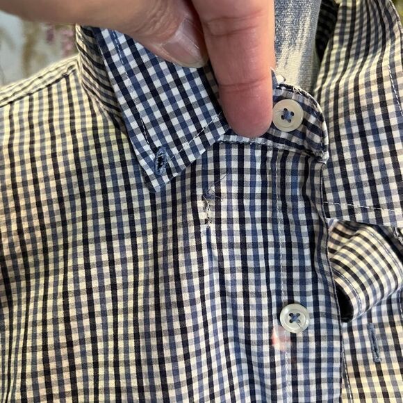 Izod XL preppy blue checked bleached oversize button up - Picture 5 of 9